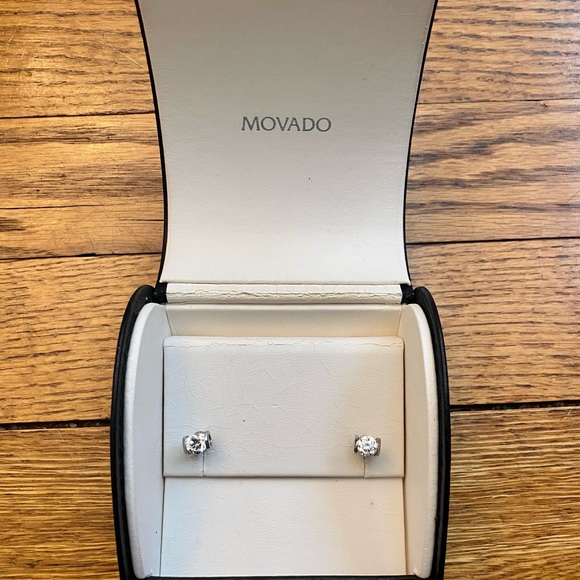 Authentic Movado Diamond Earrings- Platinum - Picture 2 of 7